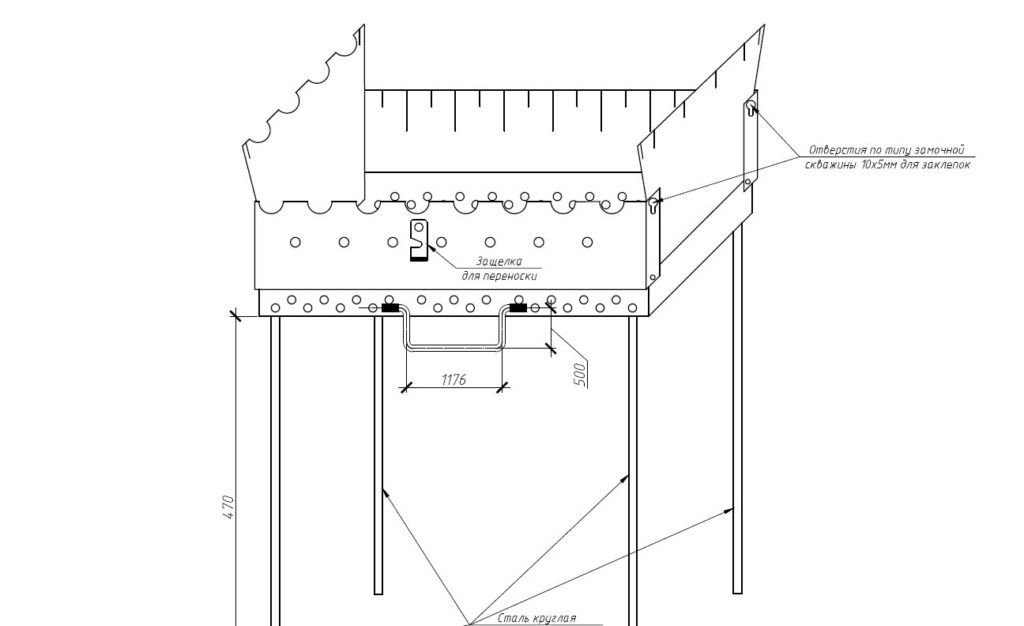 Какой оптимальный размер мангала для шашлыка чертеж - 97 фото