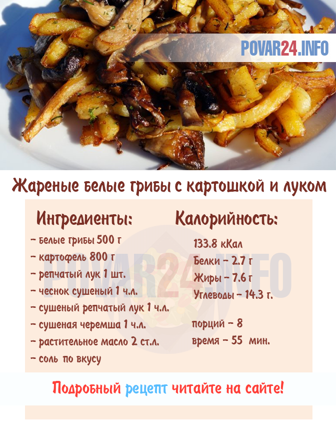 Картошка жареная с грибами калории