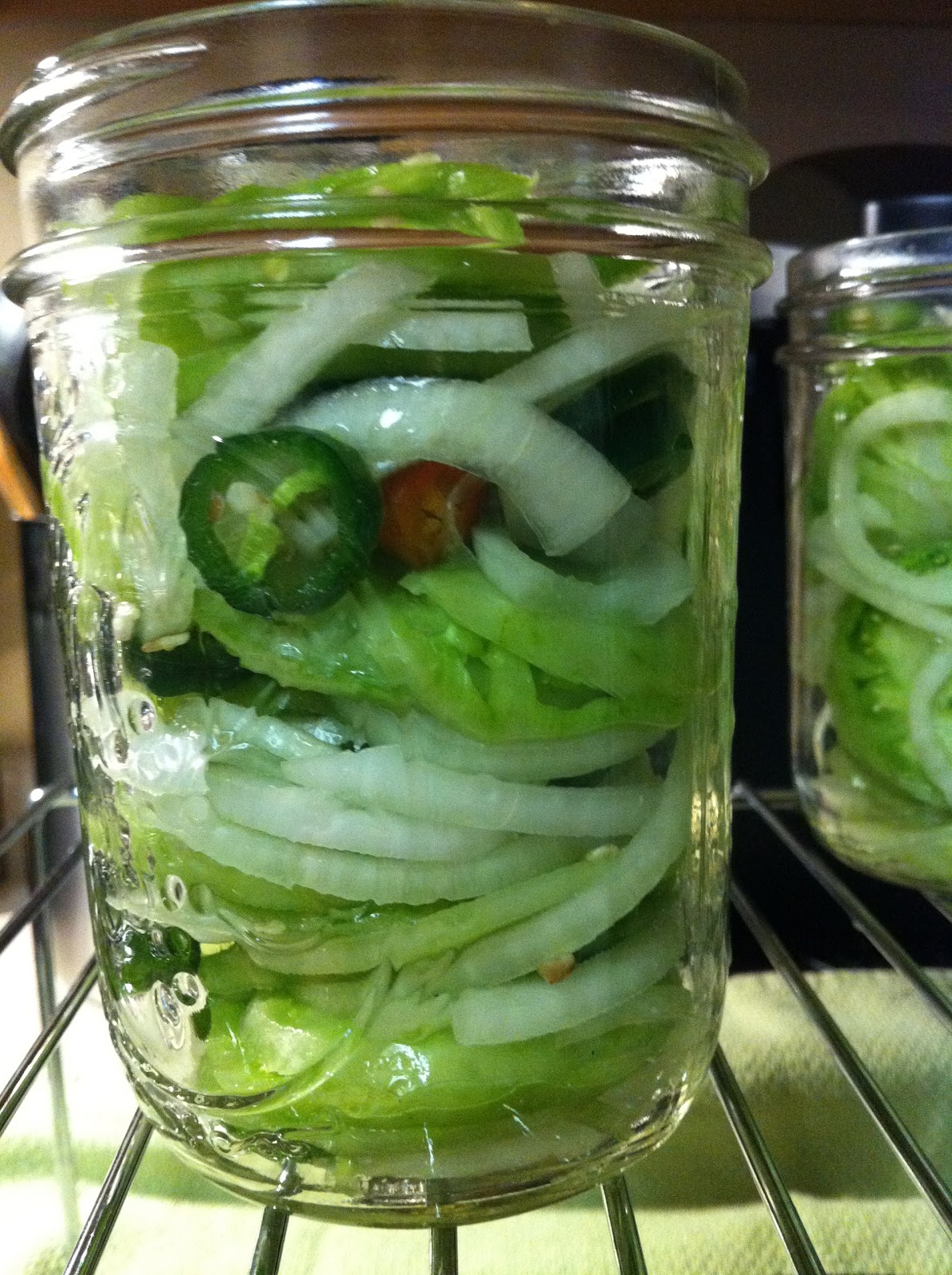 Pickled green tomato salad