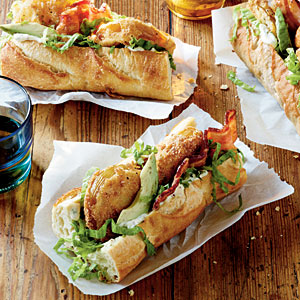 Fried green tomato po boys