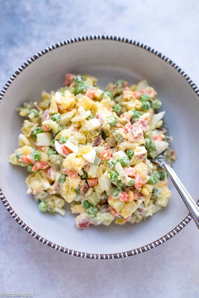 Olivier Russian Salad Recipe - Руска Салата, Bulgarian Style Russian Salad, colorful and delicious.