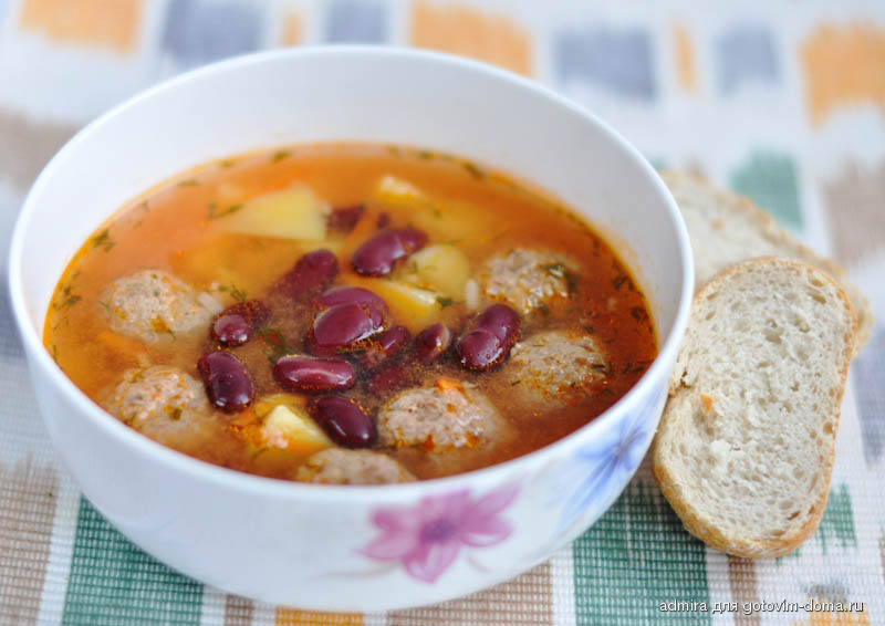 Рецепт фасолевого супа из красной фасоли с мясом рецепт с фото
