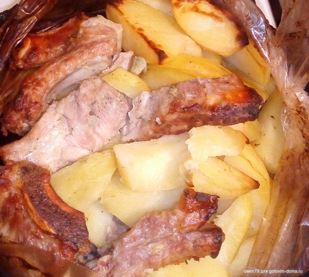 Свинина в рукаве в духовке в рукаве рецепт с фото с картошкой и