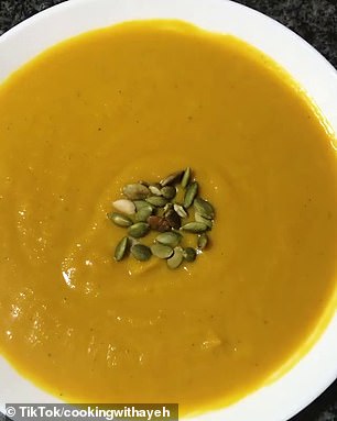 In a recent video, Ayeh made the ¿creamiest pumpkin soup¿ but without using any cream ¿ which has been viewed more than 694,000 times