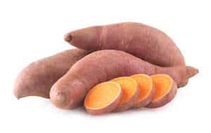 image of sweet potatoes on white background