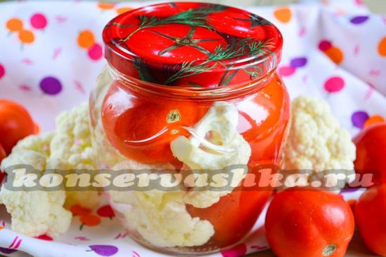 Рецепт цветной капусты с помидорами на зиму 