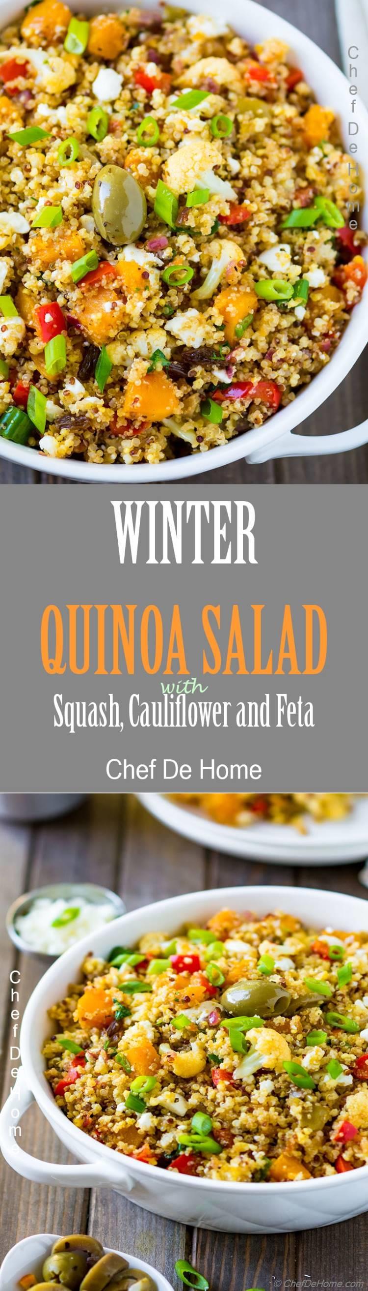 Delicious lite and healthy quinoa salad loaded with veggies and herbs for healthy New Year 