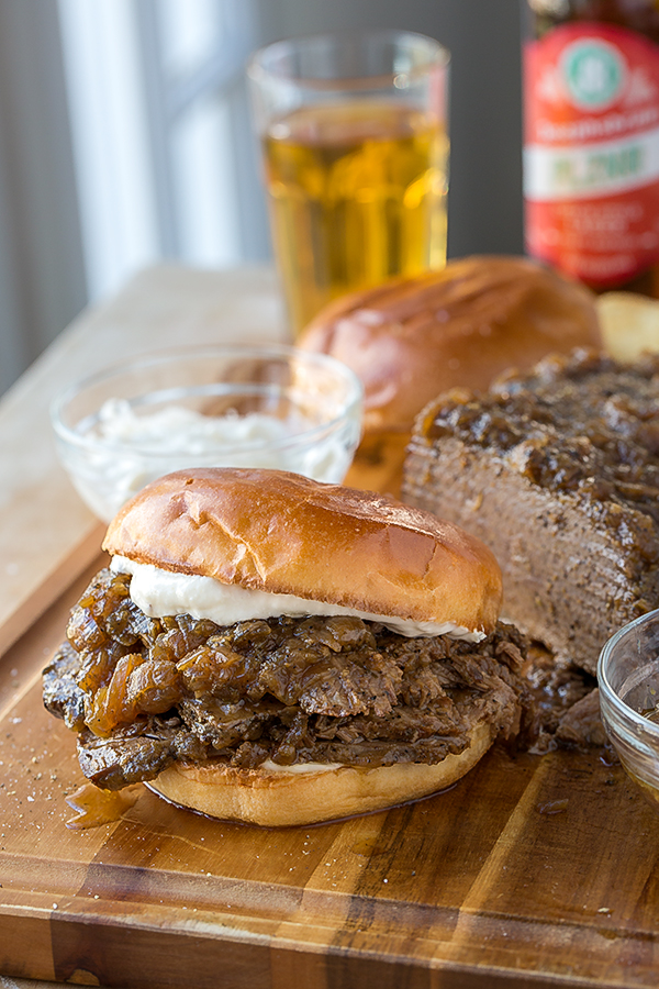 Beef Brisket with Creamy Horseradish Sauce on Bun 