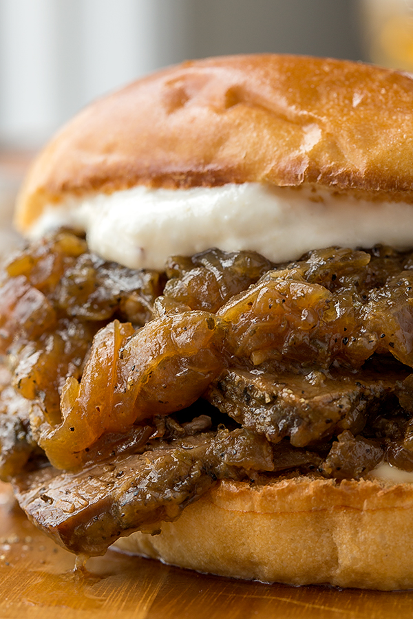 Beef Brisket with Creamy Horseradish Sauce on Bun 