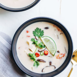 Vegan Tom Kaa Gai- a delicious Thai coconut milk soup that only takes 30 minutes to make! 