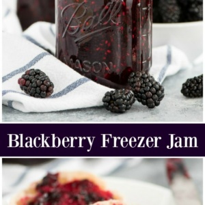 pinterest collage image for blackberry freezer jam