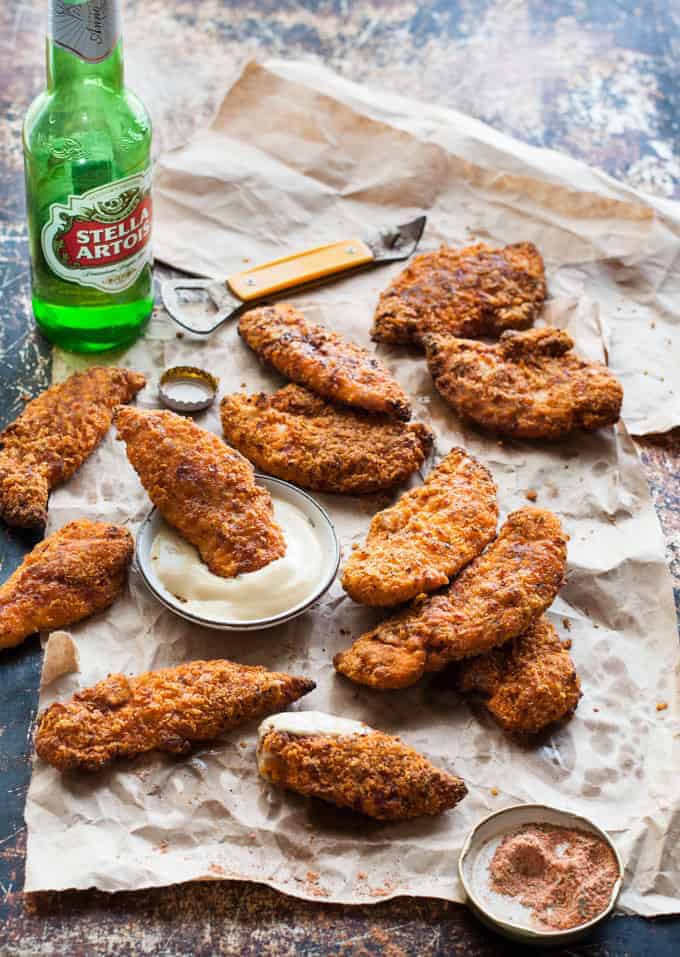 Oven Fried Chicken Tenders - tastes just like KFC, with a crunchy coating, 11 Secret Herbs & Spices and a fraction of the calories! recipetineats.com