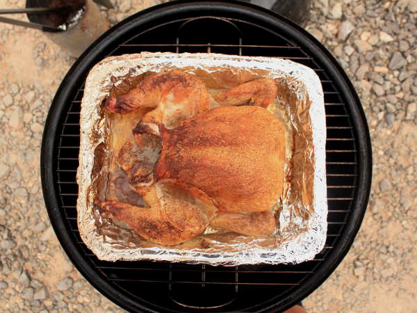 Smoking a Whole Chicken In a Pan, Weber Smoker